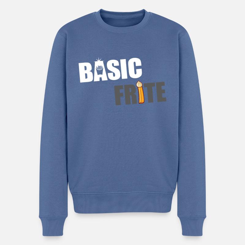 Basic frite 1 - Pull Premium bio Homme - bleu pigeon