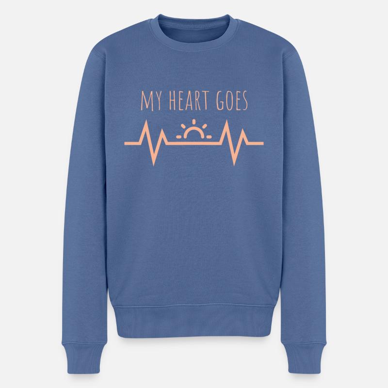 My Heart goes Sonne - Männer Premium Bio Pullover - Taubenblau