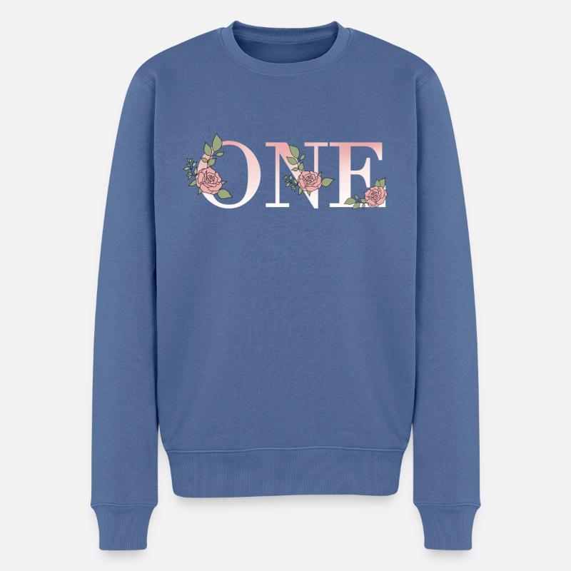 One - Männer Premium Bio Pullover - Taubenblau