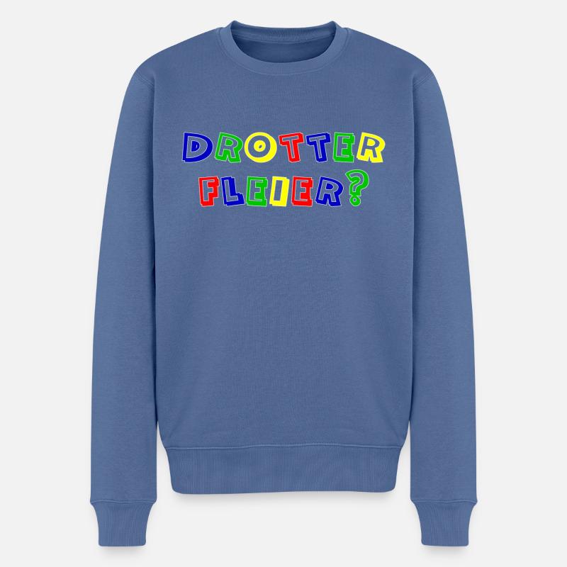 drotter fleier rand weiß - Männer Premium Bio Pullover - Taubenblau