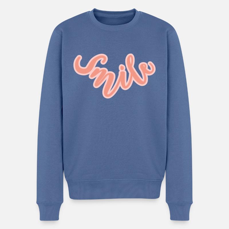 Lächeln - Männer Premium Bio Pullover - Taubenblau