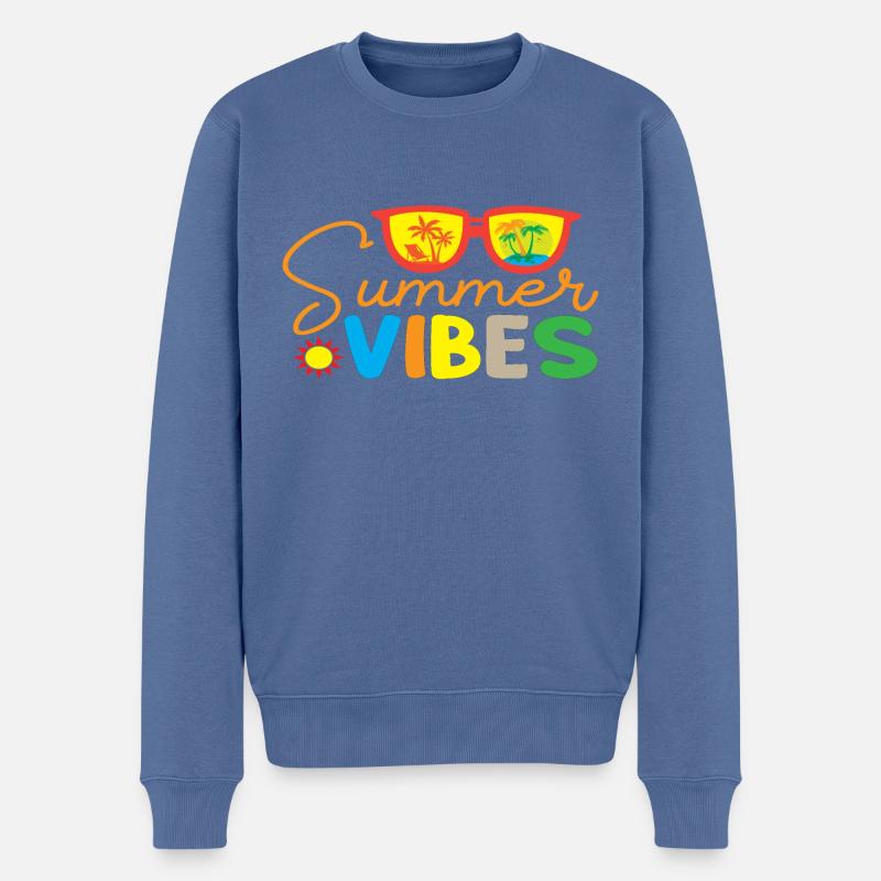 Summer Vibes - Männer Premium Bio Pullover - Taubenblau