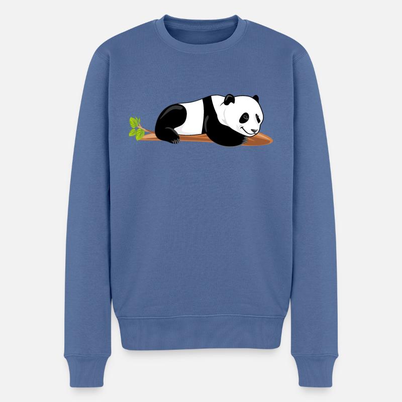 Fauler Panda - Männer Premium Bio Pullover - Taubenblau