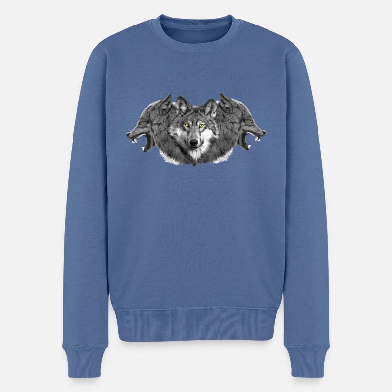 Pack loup loup - Pull Premium bio Homme - bleu pigeon