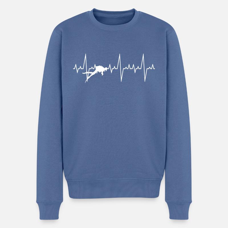 Taucher Herzschlag Puls - Männer Premium Bio Pullover - Taubenblau