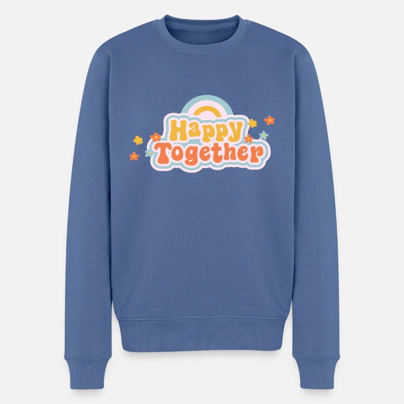 Yellow And Orange Happy Together - Männer Premium Bio Pullover - Taubenblau