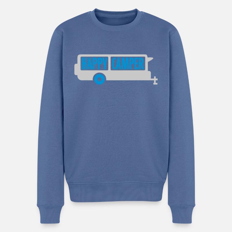 Happy Camper Ausflug Wohnmobil - Männer Premium Bio Pullover - Taubenblau