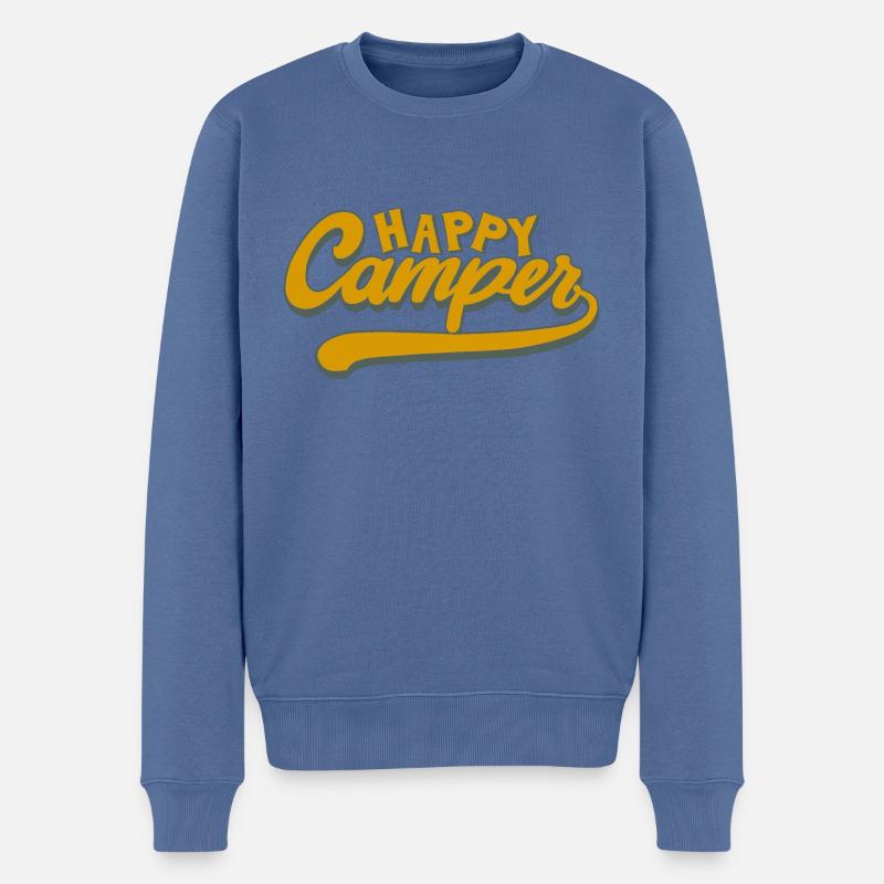 Camper Spruch Happy Camper - Männer Premium Bio Pullover - Taubenblau