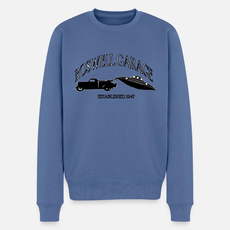 roswellGarage - Männer Premium Bio Pullover - Taubenblau