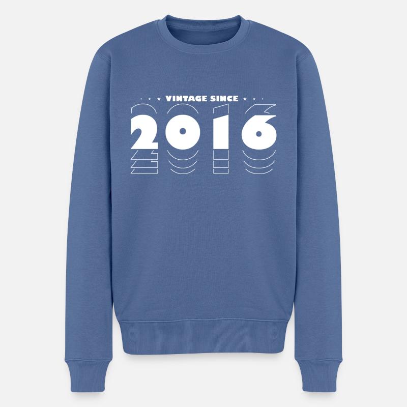 Millésime 2016 - 9 ans d’indémodabilité - Pull Premium bio Homme - bleu pigeon