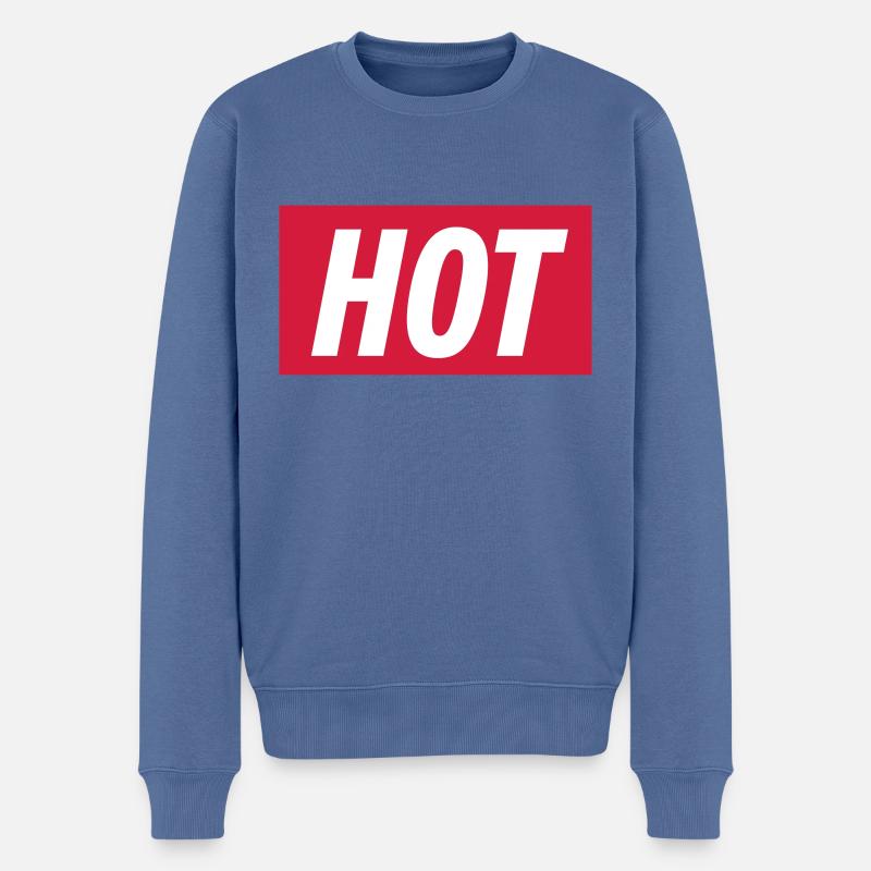 hot - Männer Premium Bio Pullover - Taubenblau