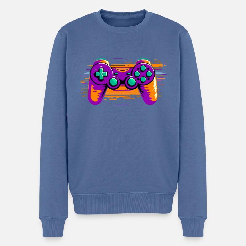 GAMEPAD - Männer Premium Bio Pullover - Taubenblau