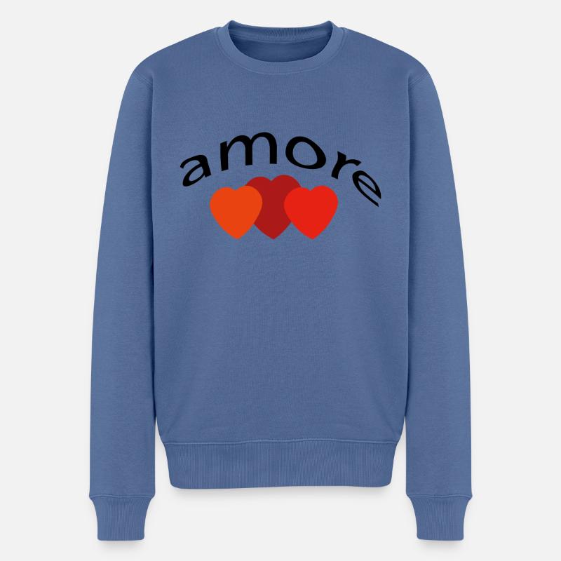 amore - liebe - Männer Premium Bio Pullover - Taubenblau