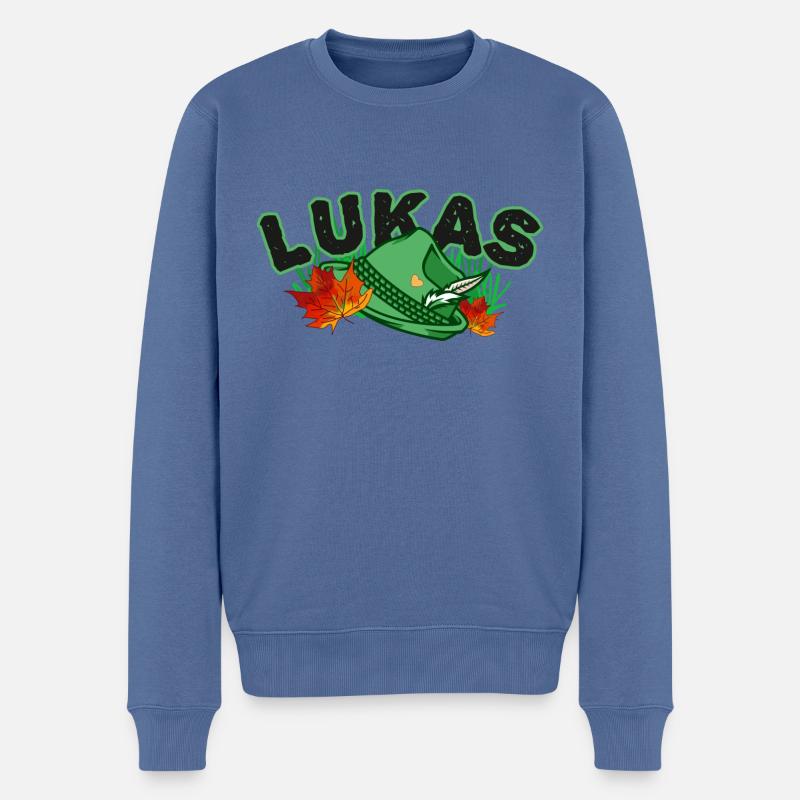 Lukas herbstlich - Männer Premium Bio Pullover - Taubenblau
