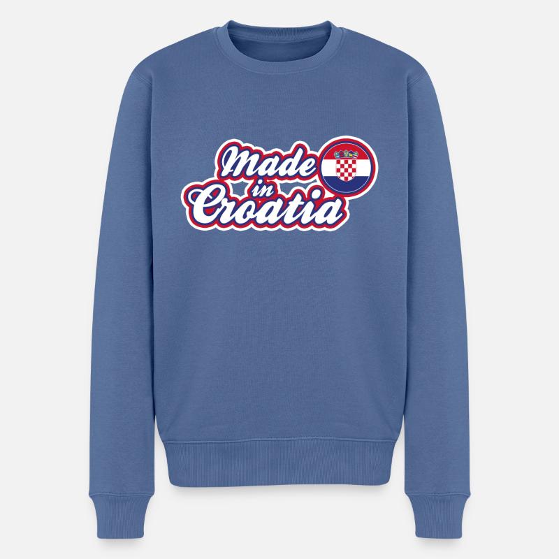 Made in Croatia - Retro Look - Männer Premium Bio Pullover - Taubenblau