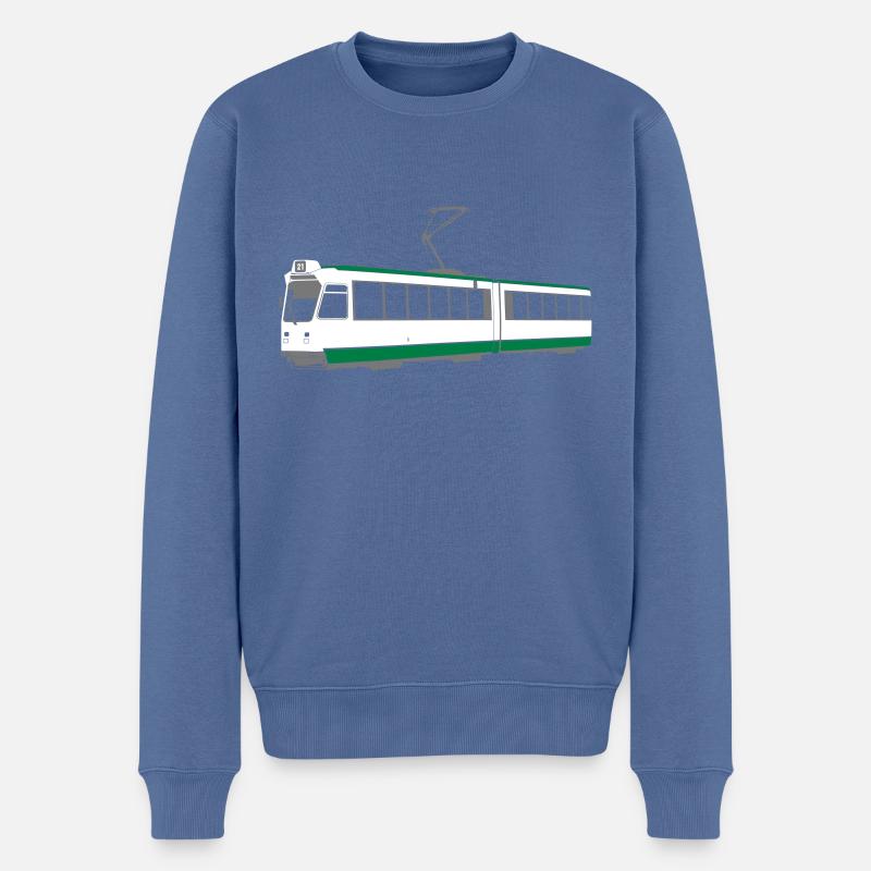 Tramway de Rotterdam - Pull Premium bio Homme - bleu pigeon