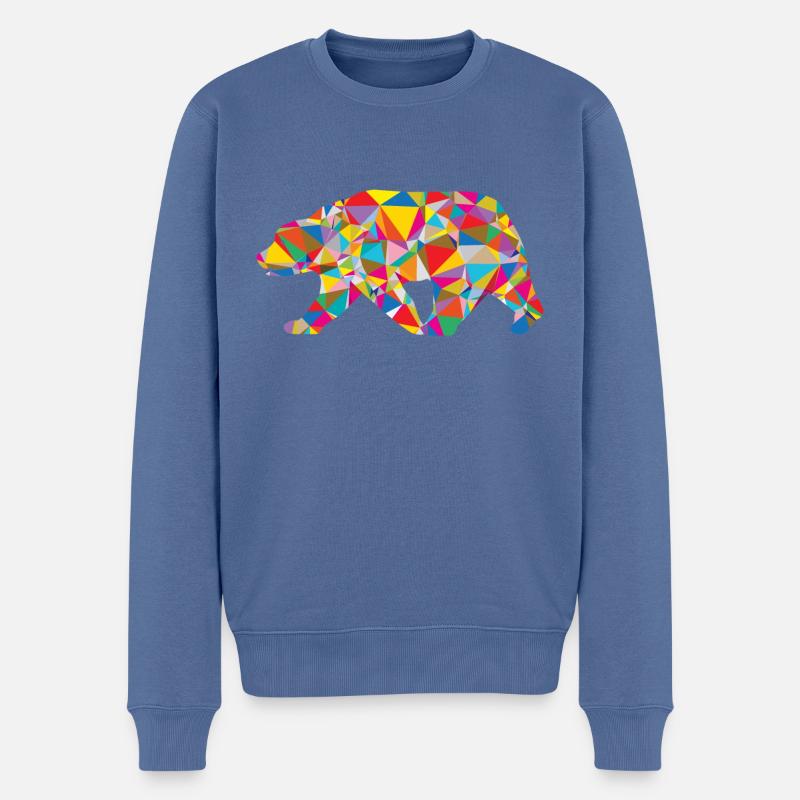 Ours - Low Poly - Art - Pull Premium bio Homme - bleu pigeon