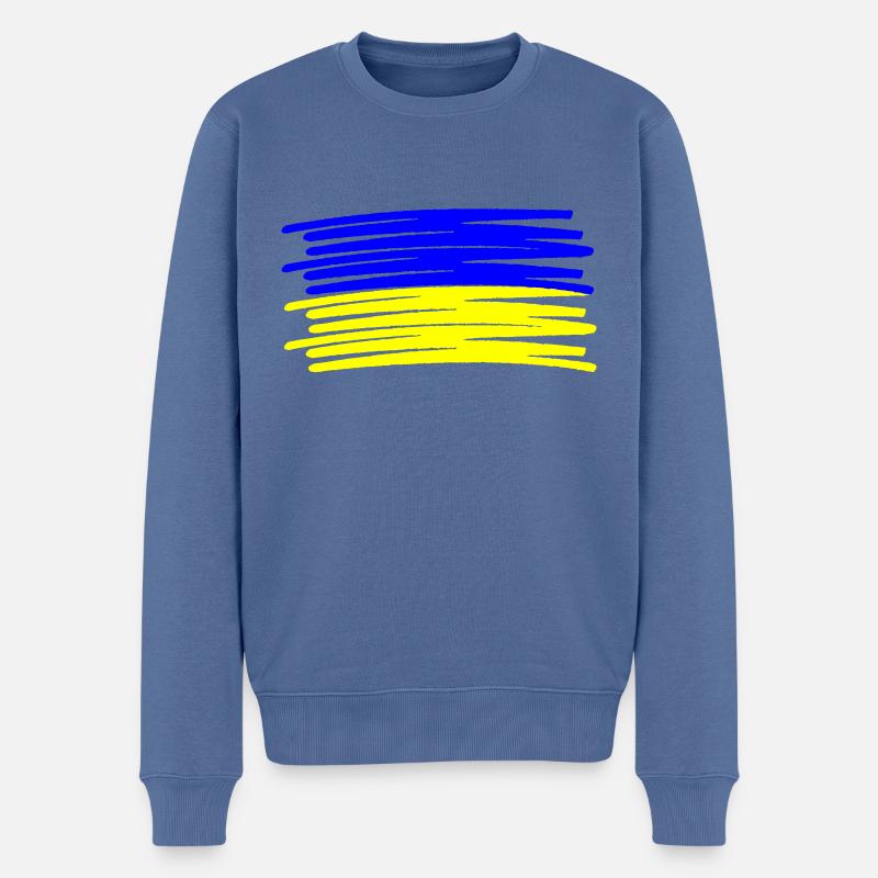 Ukraine Strich Pinselstrich - Männer Premium Bio Pullover - Taubenblau