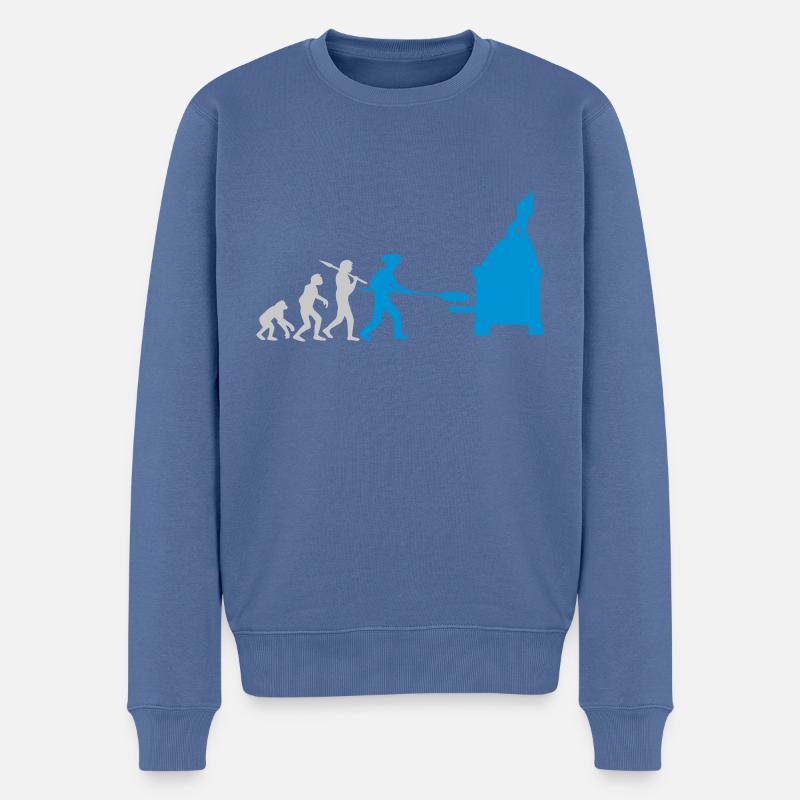 Évolution du boulanger de pizza - Pull Premium bio Homme - bleu pigeon