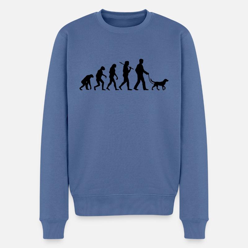 Evolution Of Labrador Dog Walk Herren Edition - Männer Premium Bio Pullover - Taubenblau