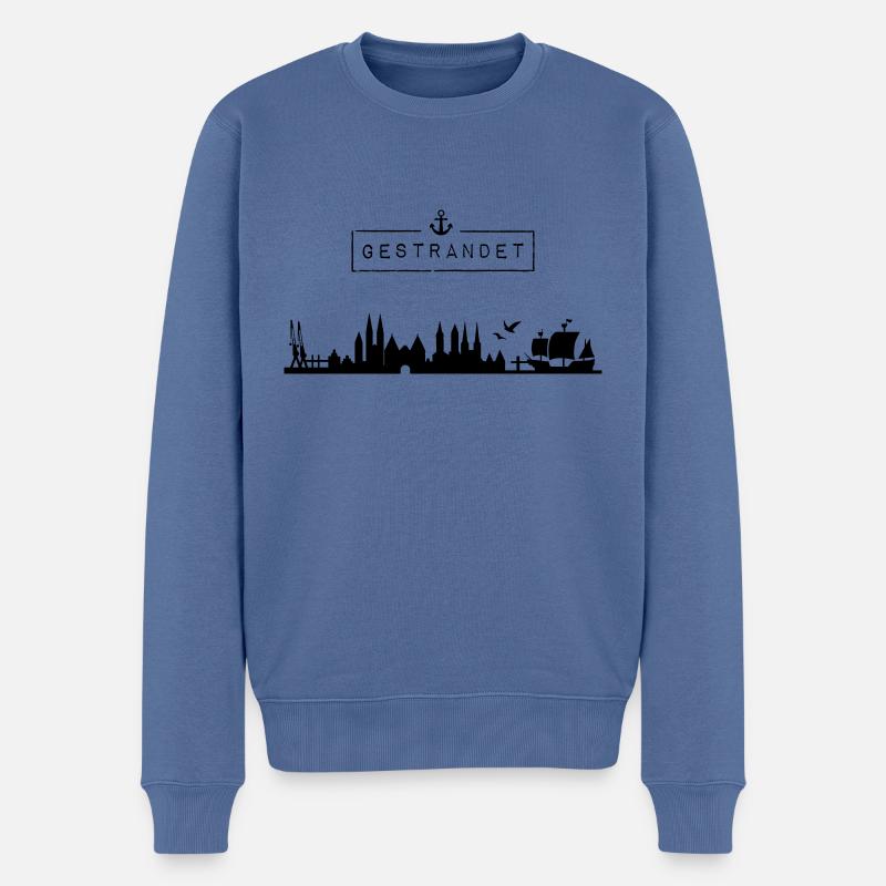 Skyline Hansestadt Lübeck | Gestrandet | HL - Männer Premium Bio Pullover - Taubenblau