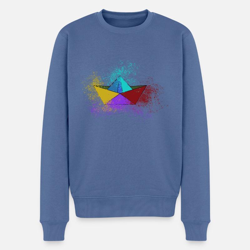 boot,papierschiff,bunt,schiff,graffiti - Männer Premium Bio Pullover - Taubenblau