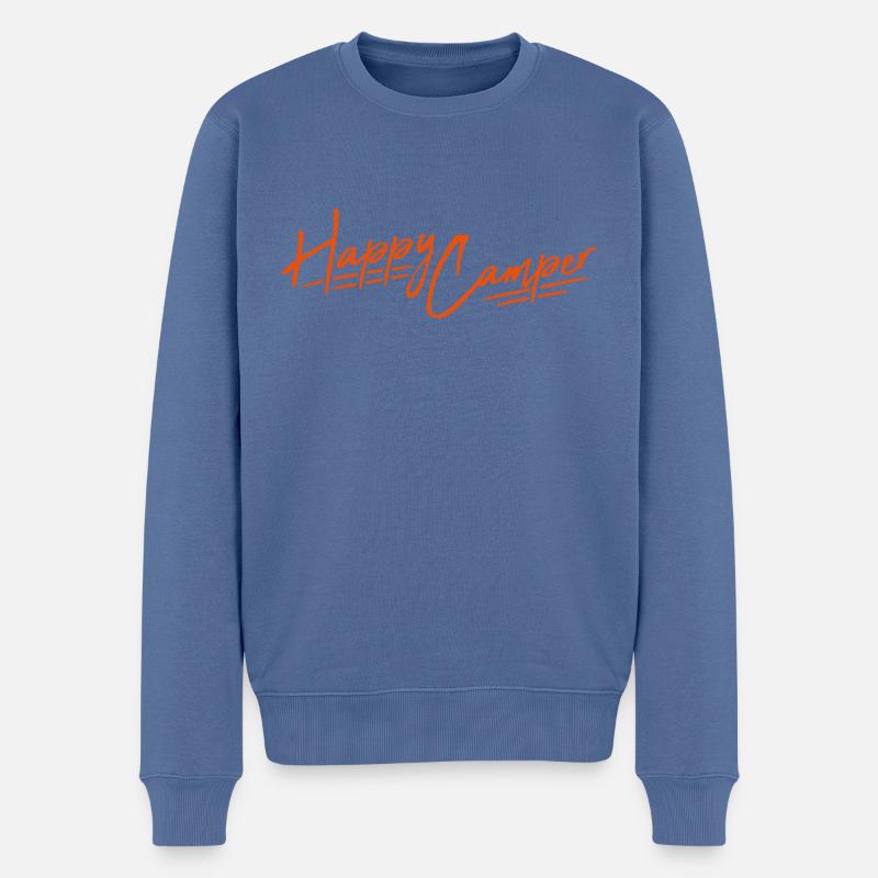 Happy Camper Camping Design - Männer Premium Bio Pullover - Taubenblau