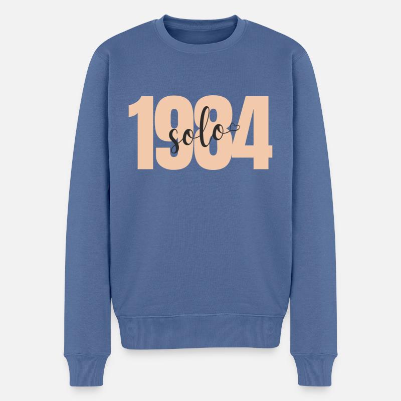 nur 1984 V2 - Männer Premium Bio Pullover - Taubenblau