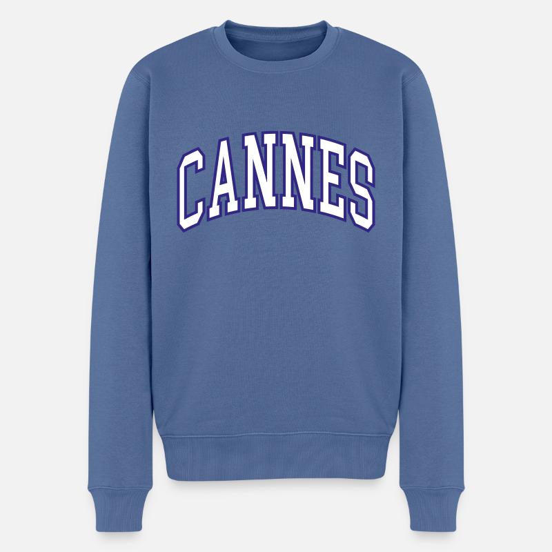 Cannes - Männer Premium Bio Pullover - Taubenblau