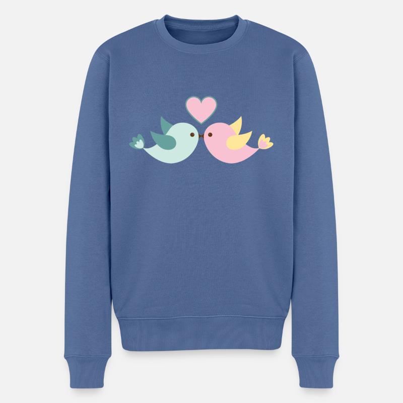 LIEBE - Männer Premium Bio Pullover - Taubenblau