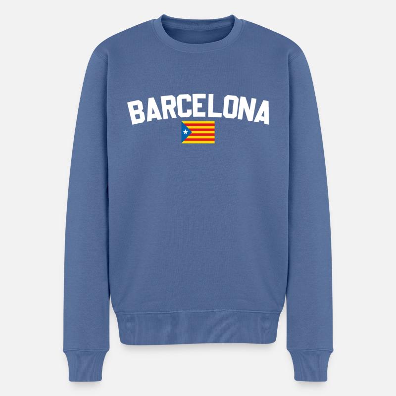 Barcelona - Männer Premium Bio Pullover - Taubenblau