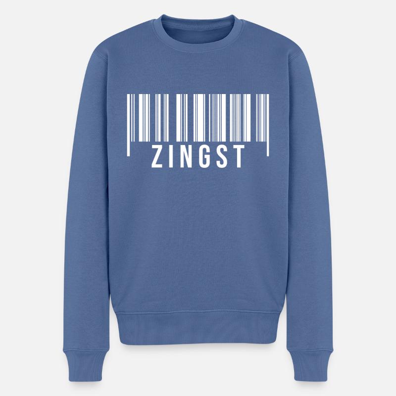 Zingst Strichcode - Männer Premium Bio Pullover - Taubenblau