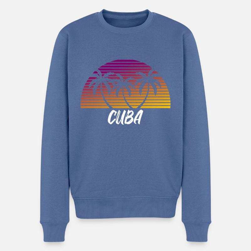 Cuba - Männer Premium Bio Pullover - Taubenblau