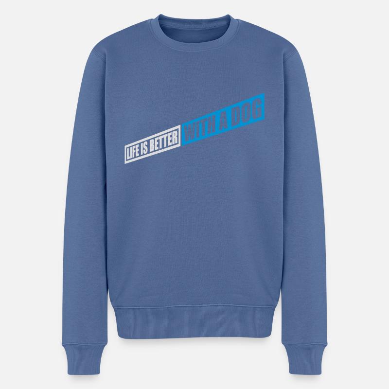 mieux avec un chien - Pull Premium bio Homme - bleu pigeon