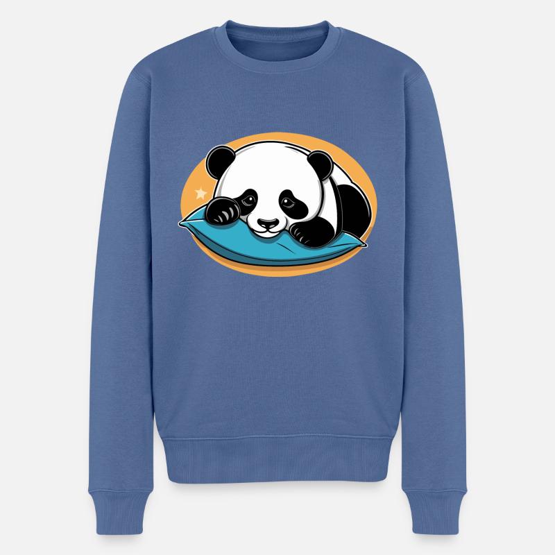 Panda Illustration - Männer Premium Bio Pullover - Taubenblau