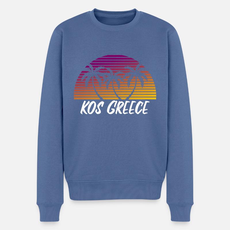Kos Grèce - Pull Premium bio Homme - bleu pigeon