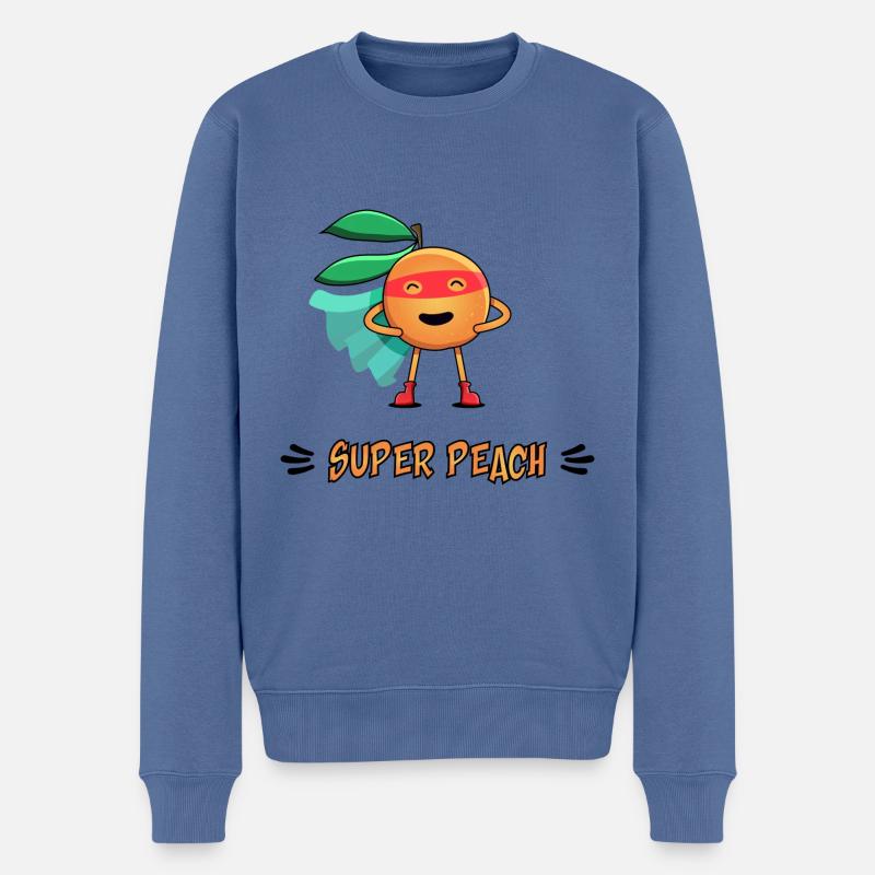 Super Pfirsich - Männer Premium Bio Pullover - Taubenblau