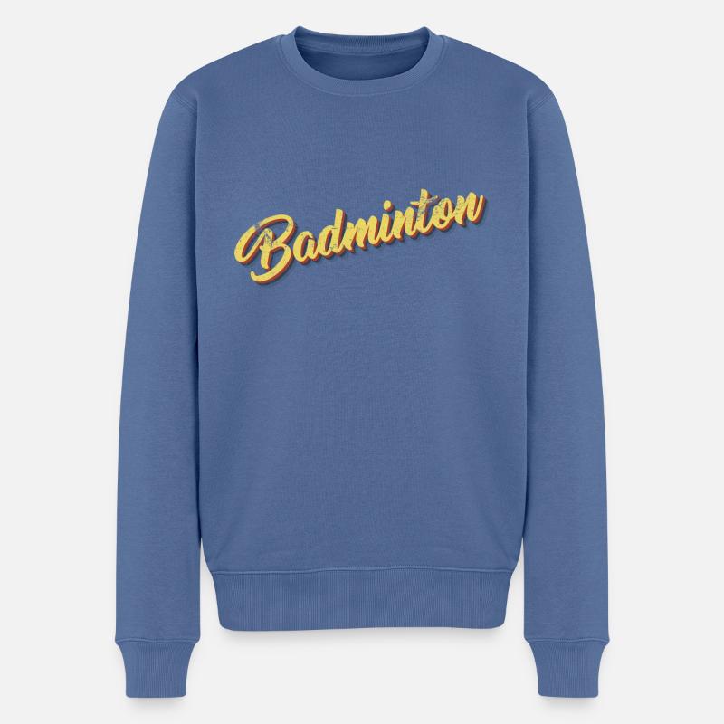 Badminton Retro - Männer Premium Bio Pullover - Taubenblau