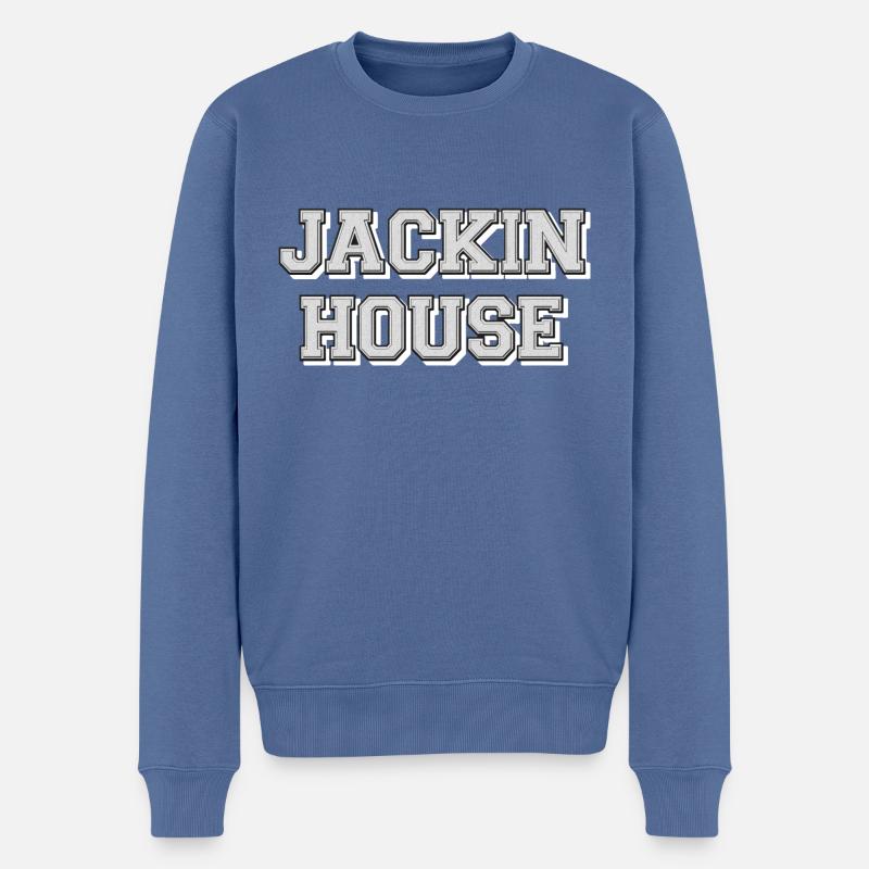 Jackin Haus - Männer Premium Bio Pullover - Taubenblau