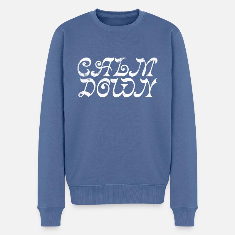 Calm Down - Männer Premium Bio Pullover - Taubenblau