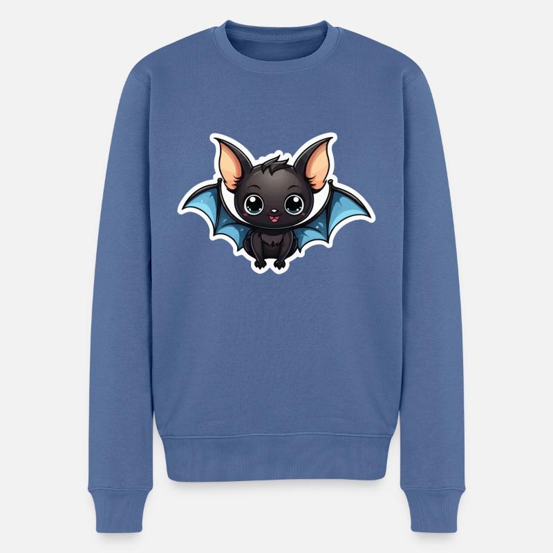 Fledermaus Niedlich Illustration - Männer Premium Bio Pullover - Taubenblau