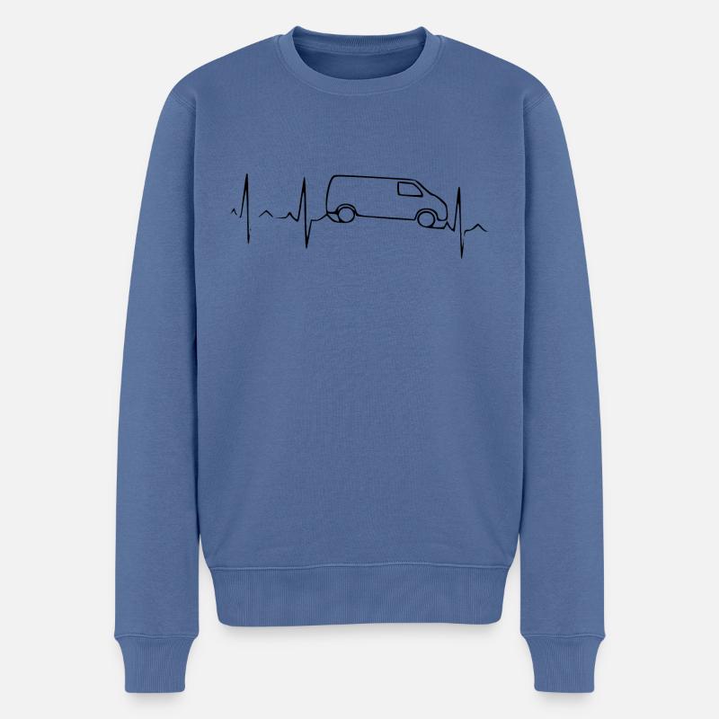 Camping Van Life retro Bus Camper Herzschlag - Männer Premium Bio Pullover - Taubenblau