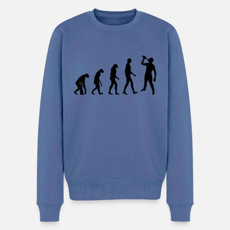 Evolution : Alcool / Alcoolique / Humour - Pull Premium bio Homme - bleu pigeon
