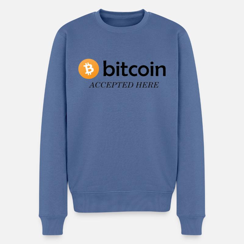 Bitcoin accepté ici - Pull Premium bio Homme - bleu pigeon