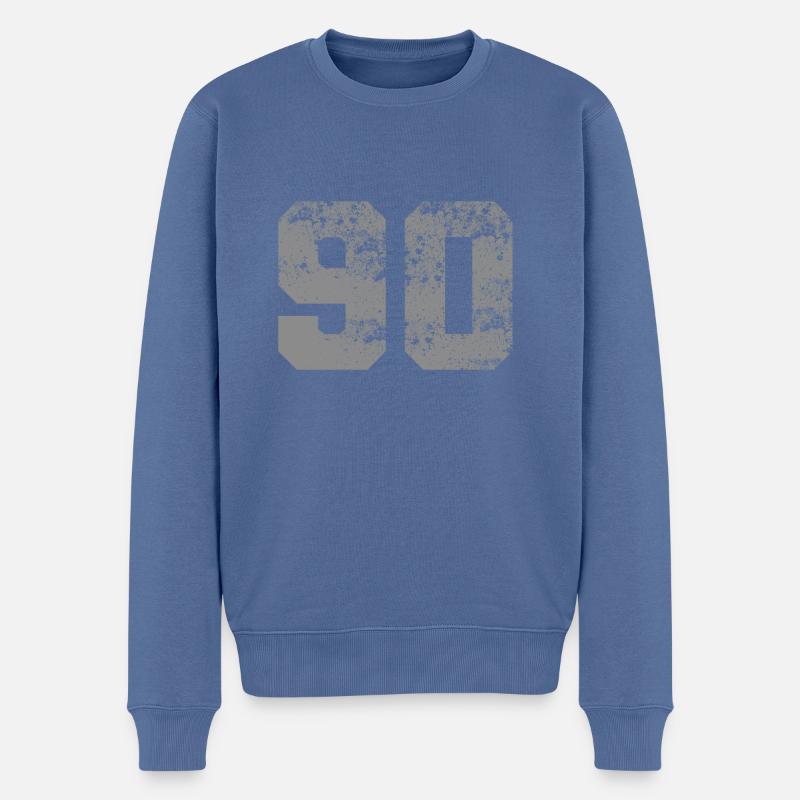 90 GREY - Männer Premium Bio Pullover - Taubenblau