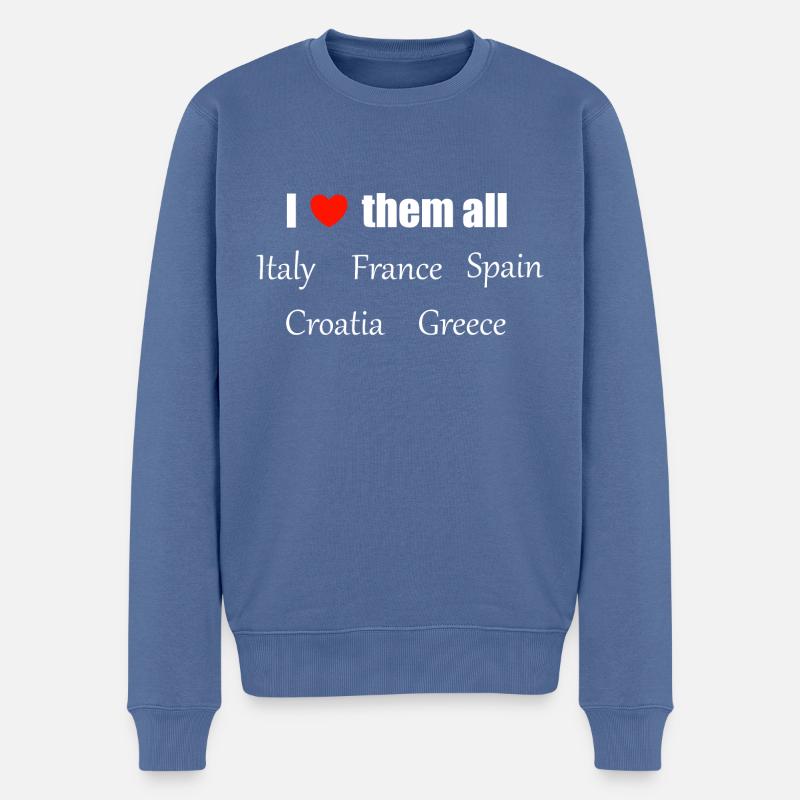 Je les aime tous - Pull Premium bio Homme - bleu pigeon