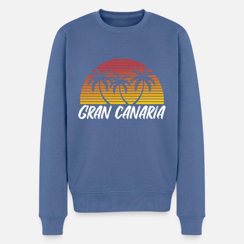 Gran Canaria - Männer Premium Bio Pullover - Taubenblau