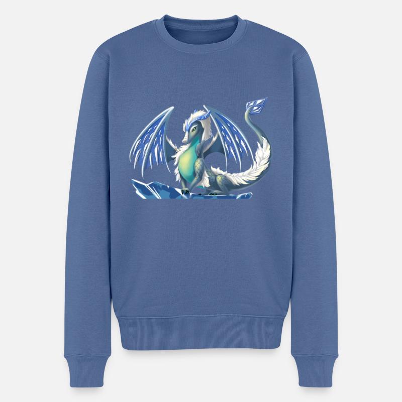 Magischer Eis Drache - Drachen der Elemente - Männer Premium Bio Pullover - Taubenblau