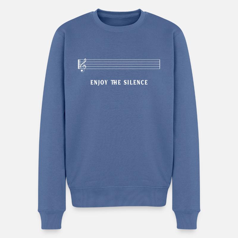 Écoute le silence - Pull Premium bio Homme - bleu pigeon
