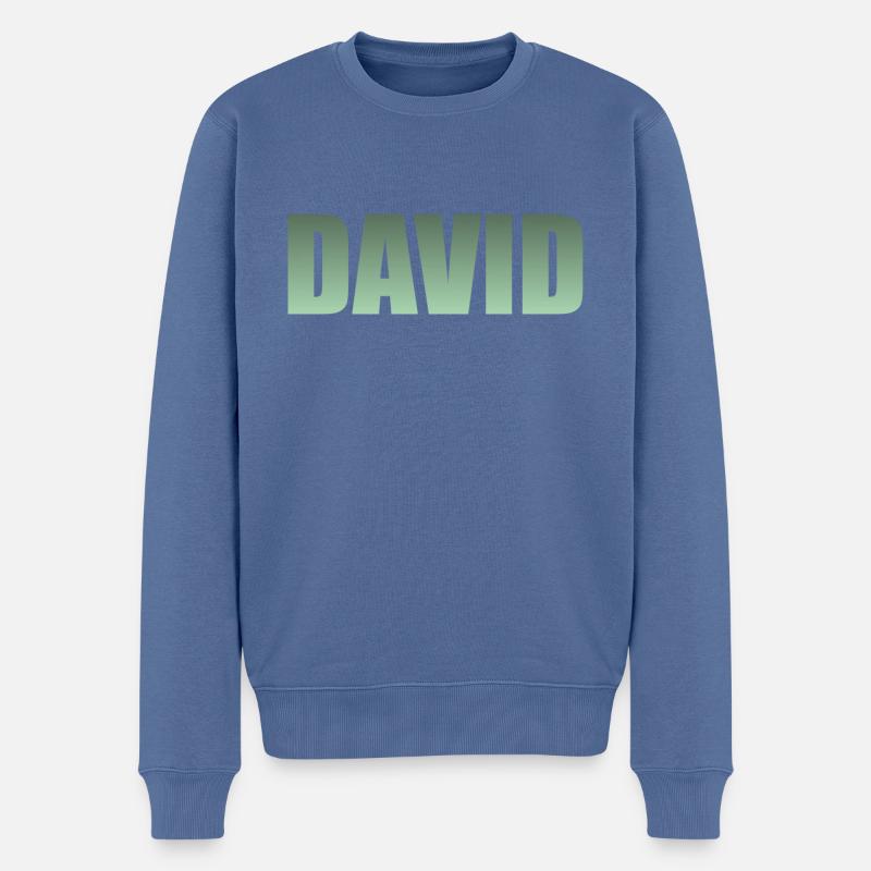 Vorname: David grün - Männer Premium Bio Pullover - Taubenblau